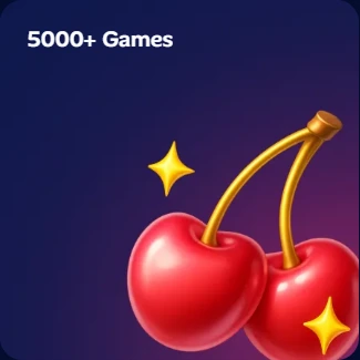 5000+ Games icon featuring 3D red cherries with sparkling gold stars.