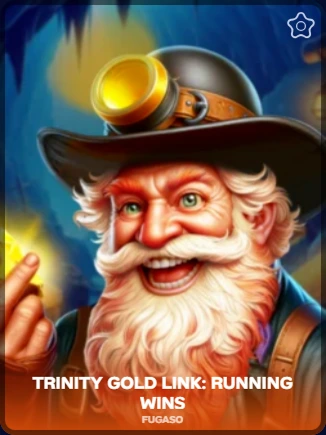 Trinity Gold Link: Running Wins slot featuring a cheerful mining dwarf.
