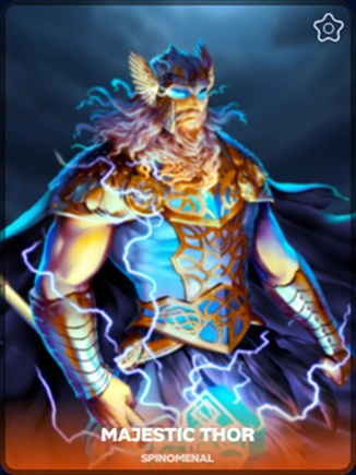Majestic Thor slot by Spinomenal showing the god of thunder with lightning.
