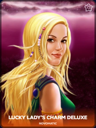 Lucky Lady's Charm Deluxe slot with a blonde woman character.