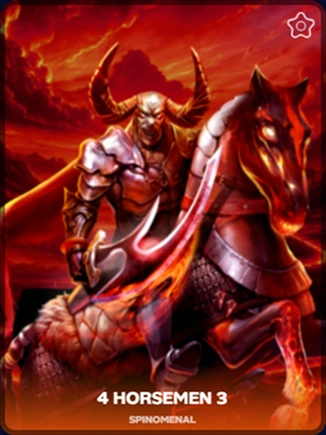 4 Horsemen 3 slot by Spinomenal featuring a dark armored rider on a horse.
