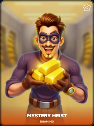 Mystery Heist slot by BGaming showing a masked thief holding gold bars.