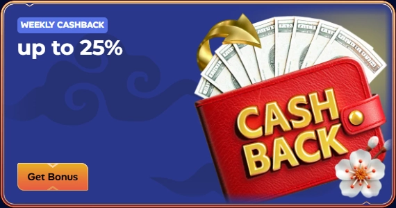 Manekispin Casino weekly cashback up to 25% banner