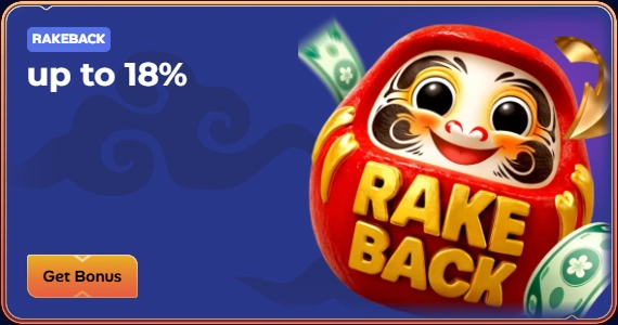 Manekispin Casino rakeback bonus up to 18% with Japanese Daruma doll