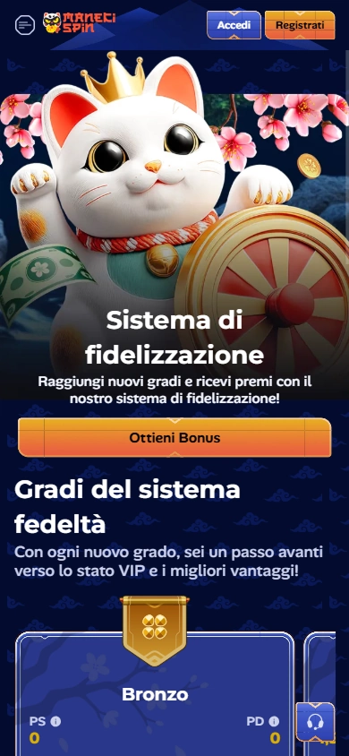 Manekispin Casino loyalty system banner with lucky cat and bonus offer